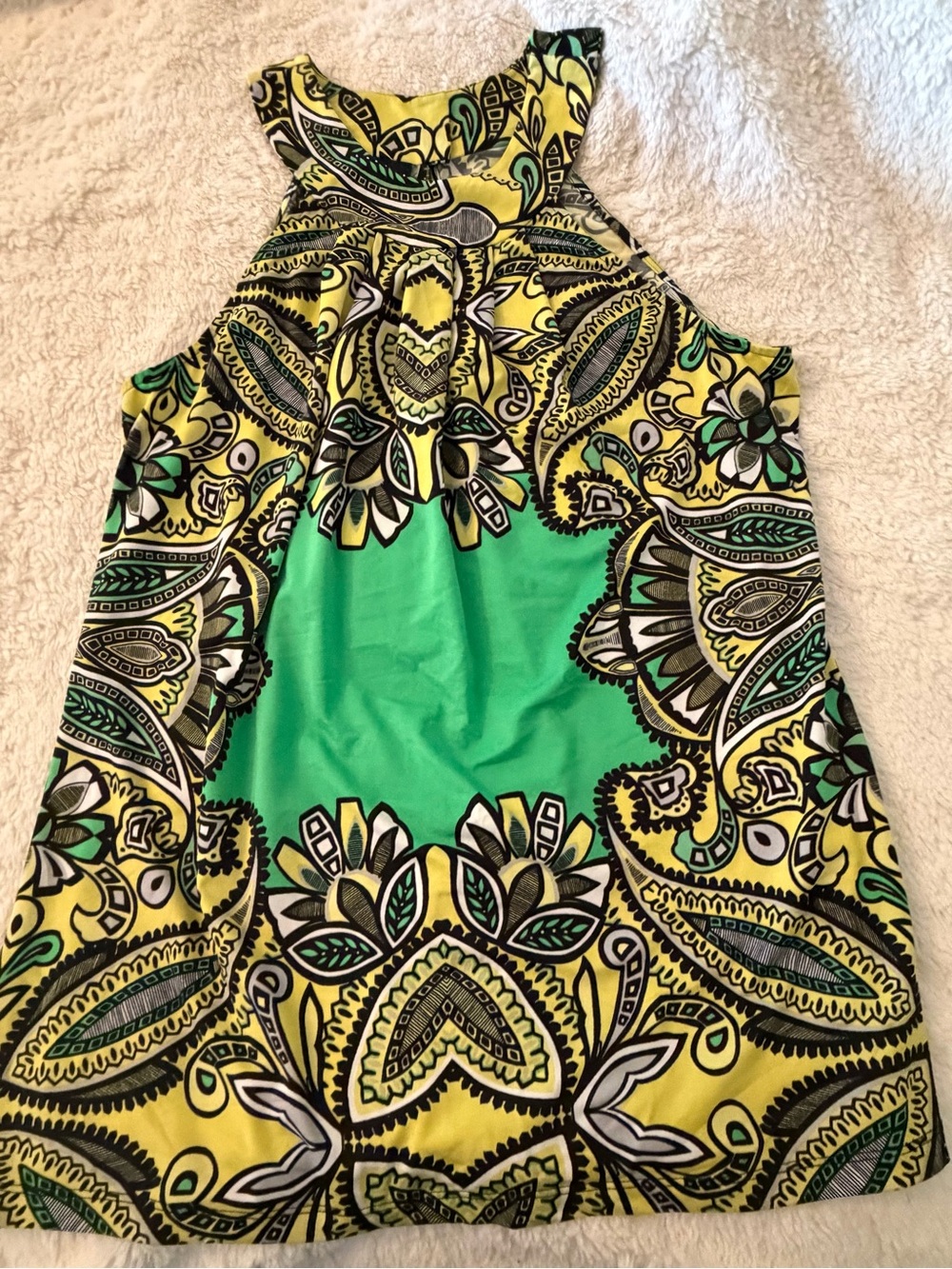 Ladies INC International Concepts | Yellow & Green Paisley Halter Tank | Size XL